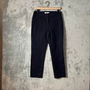 Tory Burch Cotton Mid Rise Straight Leg Ankle Pants Navy Blue 6 Career Office